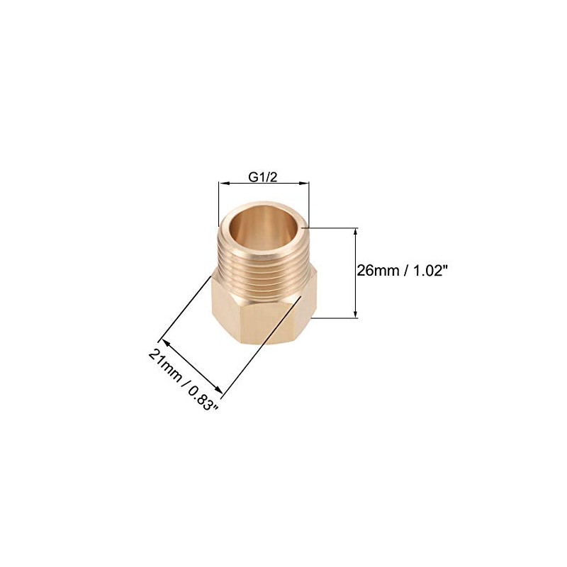 sourcing map Brass Threaded Pipe Fitting G1/2 Male X G3/8