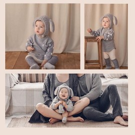 SLINX Baby Newborn Hat, Knit with Dog Ears, Cute, Warm, Cold Protection, For Kids, Boys, Girls, Kids, Babies, gray