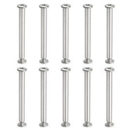 PATIKIL Hex Chicago Screws, 10 Set Binding Screw Posts M6 x 70 mm Connecting Hex Drive Socket Cap Bolt Nuts for Scrapbook Leather Belt Album Photo Furniture Repair, Silver