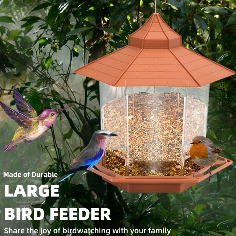 OKONOS Automatic Bird Feeder Hanging Seed Food Dispenser for Parrots