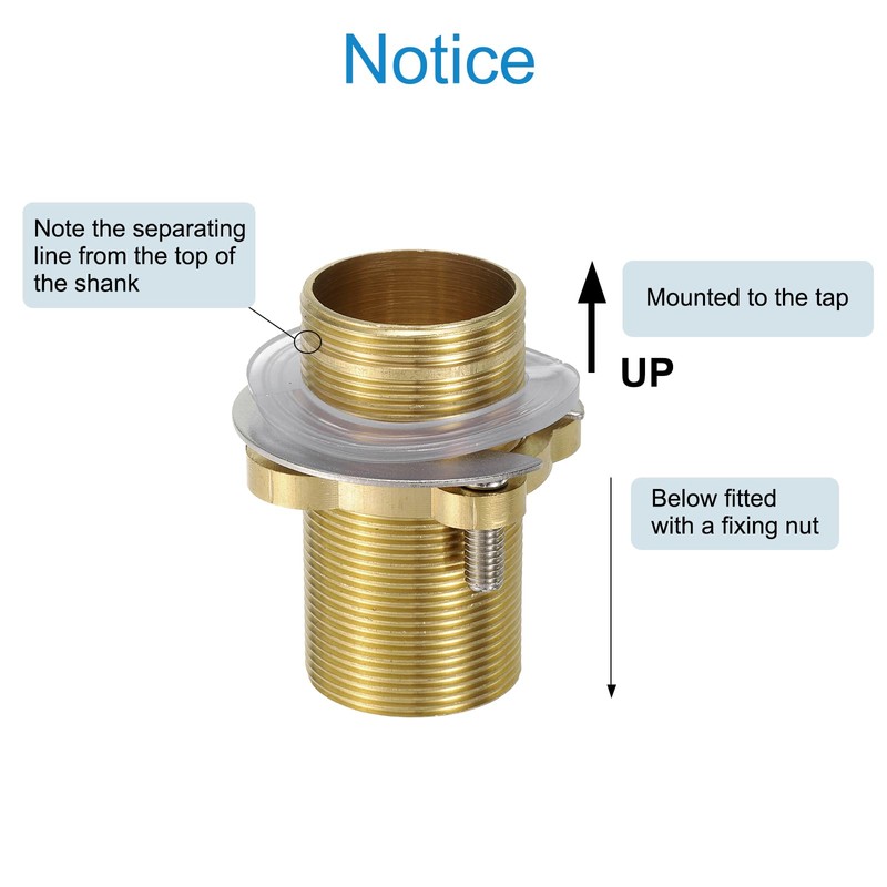 uxcell Faucet Mount Extension Shank 2.4"x 1.25" Brass Pipe Faucet