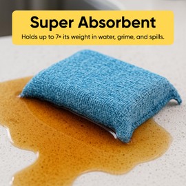 Miracle Microfiber Scrubbing Sponge, Blue Extra Scrubbing Power Sponge for Kitchen, Sink, Pot, Pan and Dish Washing, Super Absorbent and Rapid Drying 2-Pack