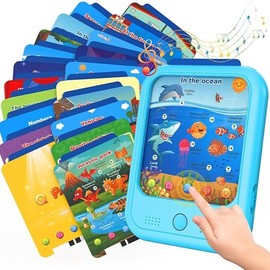 Kids Learning Tablet Educational Learning Pad for Toddlers 2-5 to Learn Alphabets, Numbers, Foods, Time, Music, Vehicles,Jurassic Park, Tablet Toy for Toddlers Ages 2 3 4 5 6 Years Old（4 AAA batteries required）:_Upgrade Version（40 lesson pages blue）