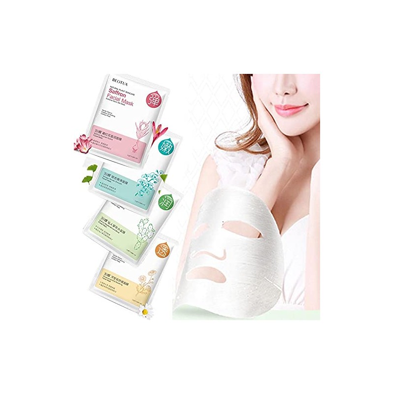 Organic Face Masks - 4 Tile Masks with Pure Natural
