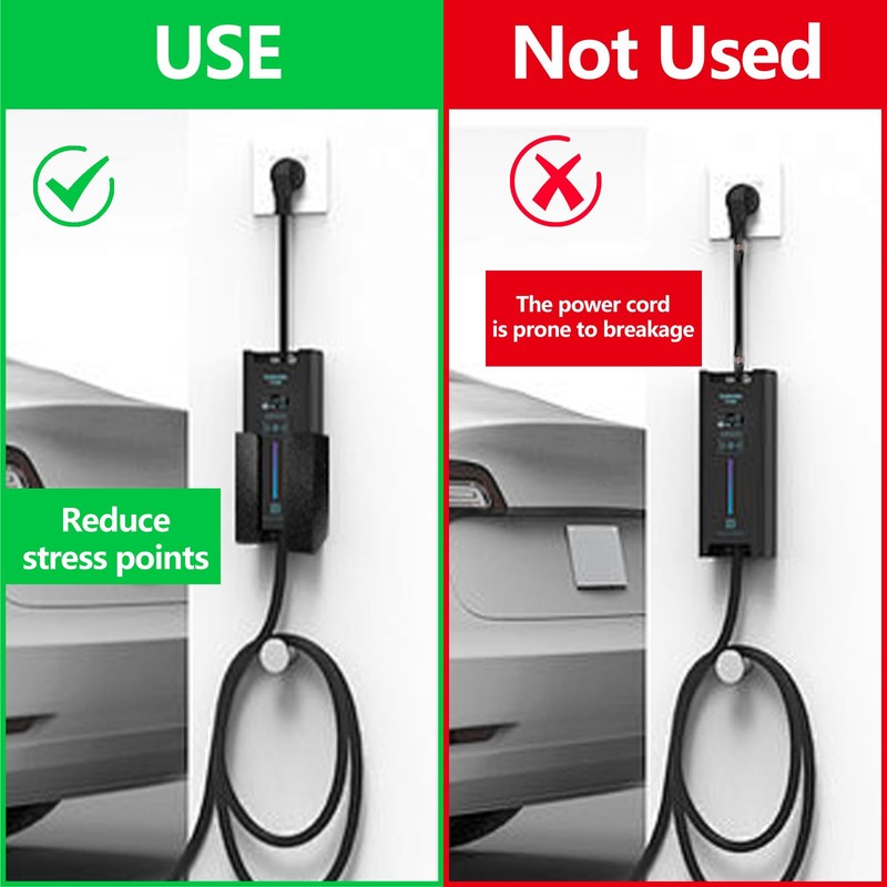 SDAQGE Ev Charger Holder Black Wall Mount Bracket Curved Design