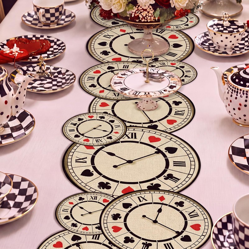 1 Pcs Wonderland Themed Tea Party Decoration, Black and Red