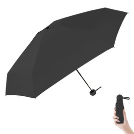 Pumi-geous Travel Umbrella Rain Compact Mini Umbrella Windproof UV Protection Lightweight Folding Portable Umbrellas for Girls Women (Black)