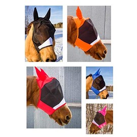 Horse Fly Mask with Ears 5 Colors Stretchable Ears Net Breathable Protect from Bugs and Flies Hood Veil Tack Equestrian Shows Trails (Black)