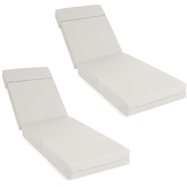 DoCred Chaise Lounge Cushions Outdoor Set of 2, 72x21x5 Inch Thick Waterproof Outdoor Furniture Cushions with Removable Cover, Sun Lounger Replacement Cushions for Outdoor Furniture, Beige