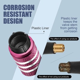 DECURCAR Tire Valve Stem Caps Cover - (5 Pack) Tire Air Cap N2 Nitrogen Metal with Plastic Liner Corrosion Resistant Leak-Proof for Car Truck Motorcycle Bike Pink