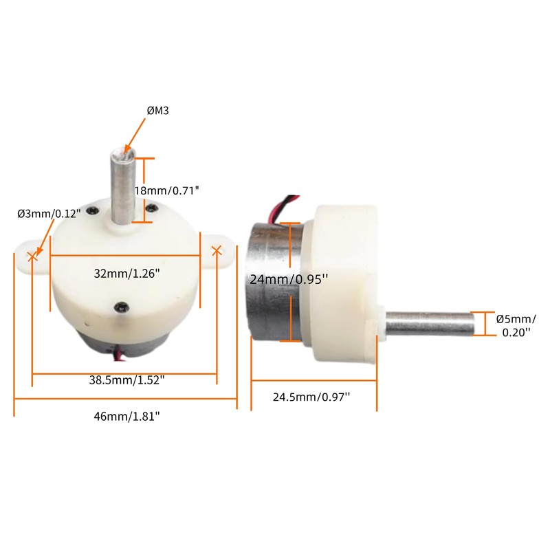 CHANCS DC 6V 5RPM Shaft 18mm Plastic Gear Reducer Motor