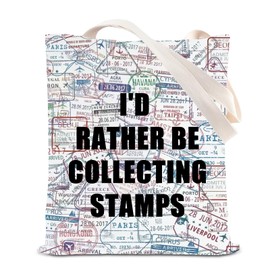 FOTAP Philatelist Gift Travel World Handbag Stamp Collecting Lover Gift Stamp Collector Tote Bag Journey Quotes Gift Stamp Gift (Collecting Stamps UK)