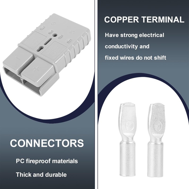 350A Forklift Battery Connector 2/0 AWG Gray 350A 600V Plug,