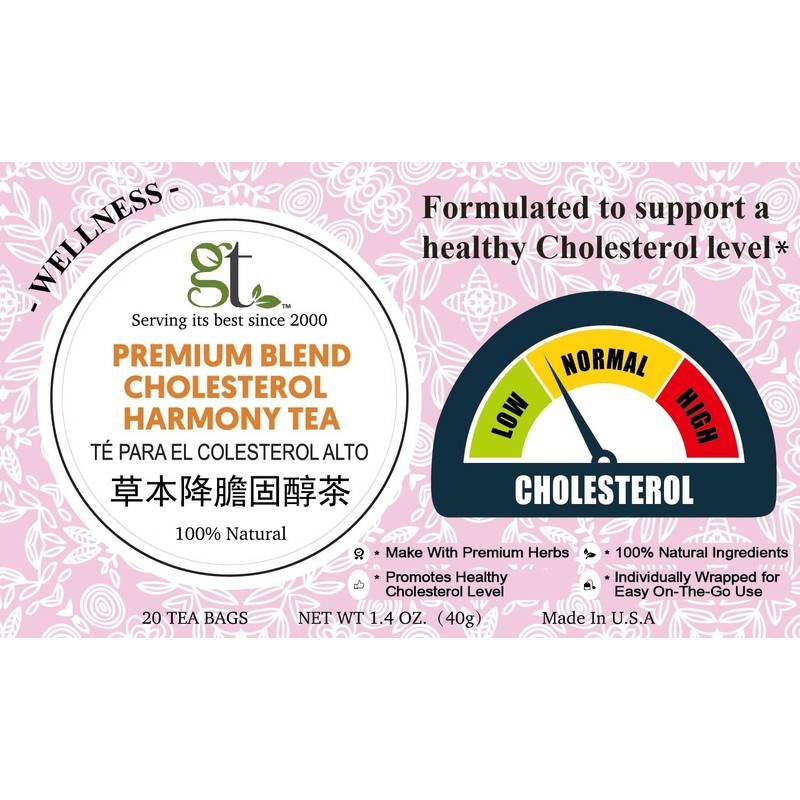 GT Tea Cholesterol Tea Premium Blend, 1.4 Ounces Box (20