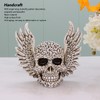 Skull Statue Butterflies Pattern Handcraft Exquisite Skeleton Head Statue with