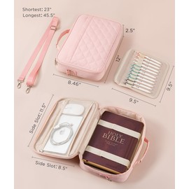 HBselect Bible Cover for Women, Stylish Large Bible Covers - Bible Case with Handles - Bible Bag Journal Case - Bible Carrying Case for Women - Bible Gift - Book Protector for Book Lovers (Pink)