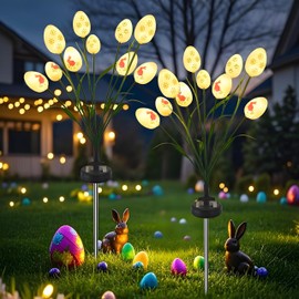 YCSTZM Solar Easter Egg Stake Lights,20 LED Waterproof Swaying Firefly Solar Lights for Outdoor Easter Decor - Garden Pathway, Lawn, Patio, Yard Landscape Decoration (2 Pack)