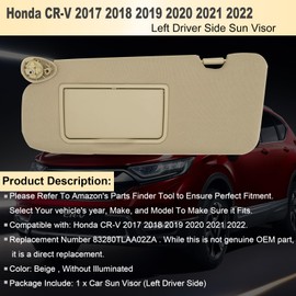 NHILES Driver Left Side Sun Visor Replacement Fits for Honda CR-V 2017-2022 Sunshade Without Light 83280TLAA02ZA Color: Beige