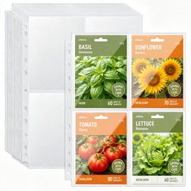 240 Pockets 3.5x5 in Seed Organizer Sleeves, 30 Pack Double-Sided 4-Pocket Seed Storage Pages, Heavy Duty Clear Top Loading for 3 Ring Binder, Perfect for Garden Seeds, Index Cards and Photos