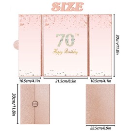 Crenics Rose Gold 70th Birthday Decorations, Creative 70th Birthday Guest Sign in Book Alternative, Large 70th Birthday Signature Book 12" x 18", Great 70 Years Old Birthday Gifts for Women