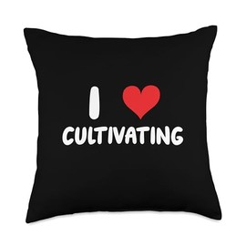 I Love Cultivating - Heart - Cultivator Farm Farmer Farming Throw Pillow