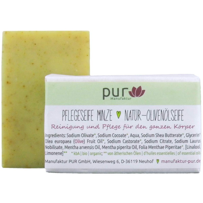 Organic Natural Olive Oil Soap Mint 100 g pur Manufaktur
