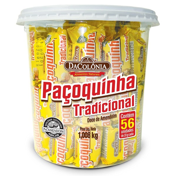 Pacoquinha Tradicional Doce de Amendoim 1008 gr. - 56 Ct. / Ground Peanut Candy Roll 2.22 lbs. - 56 Ct.