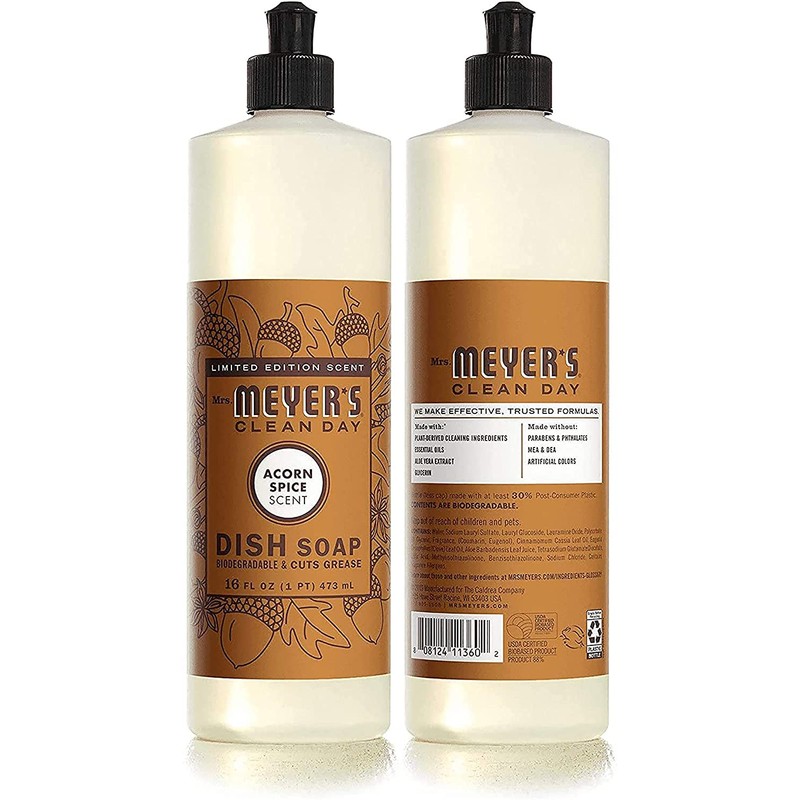 Mrs. Meyer's Liquid Dish Soap, Acorn Spice, 16 OZ (Pack