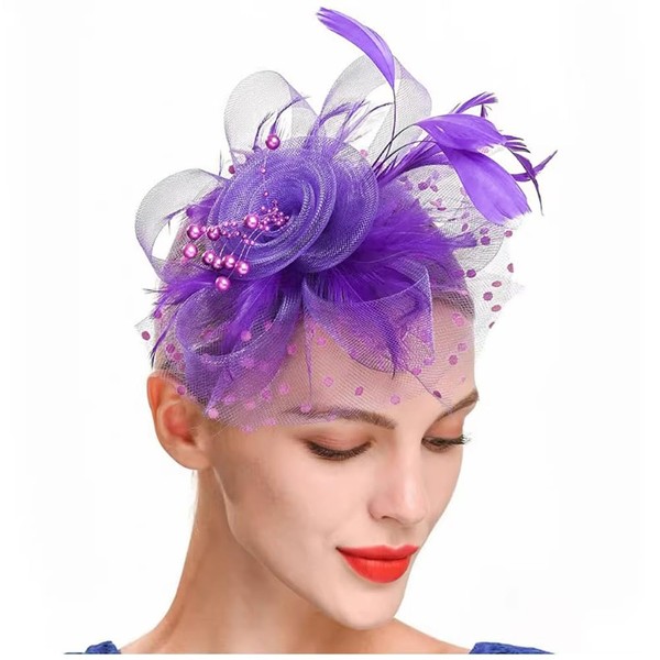JKQBUX Women's Fascinator Feather Flower Hir clip & Corsage Dual-use
