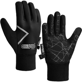 EVO Fitness Kids Thermal Winter Cycling Gloves Kids Ski Sports Bike Running Riding Hiking Tennis Gloves for Children Insolated Warm Touchscreen Anti-Slip Grip Footballs Mitts (Black, S (6-8 Years))