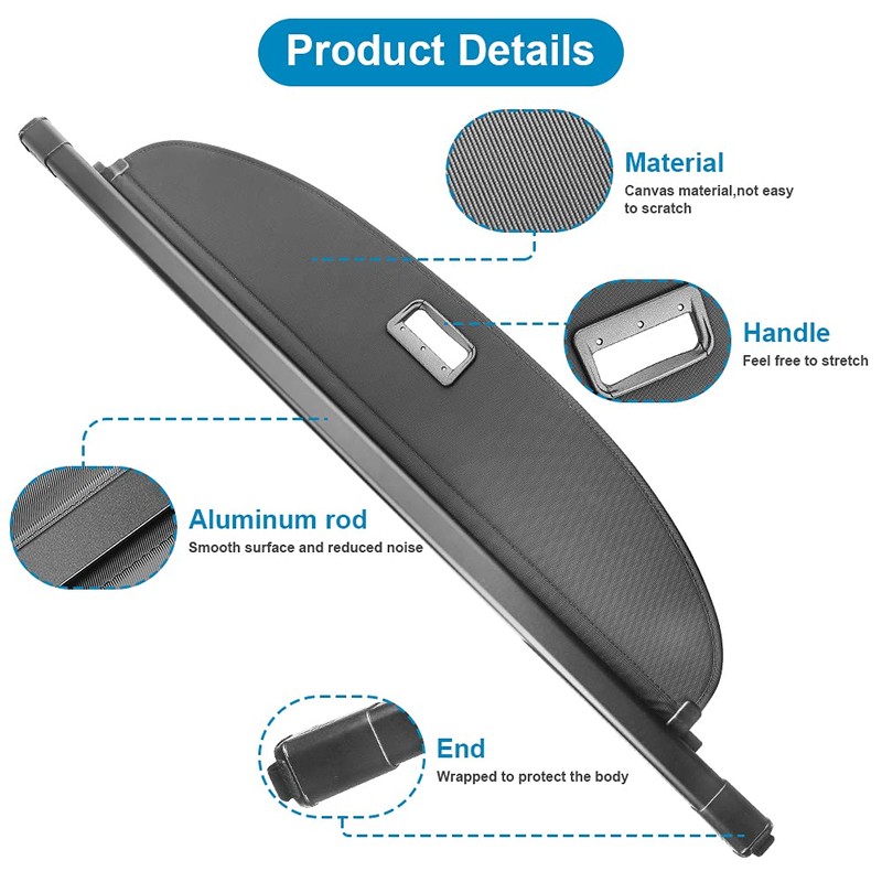 Cosilee Retractable Cargo Cover for Nissan Rogue 2021-2026 - Carbon