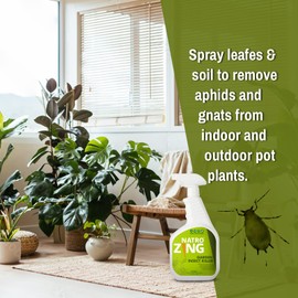 NatroZing Garden Insect Killer 32 OZ, Pest Control for Plants Indoors & Outdoors,Kills Aphids, Mealybugs,Spider Mites and Gnats All Stages and Eggs,Plant Extract Based,Non-Toxic Child & Pets Safe