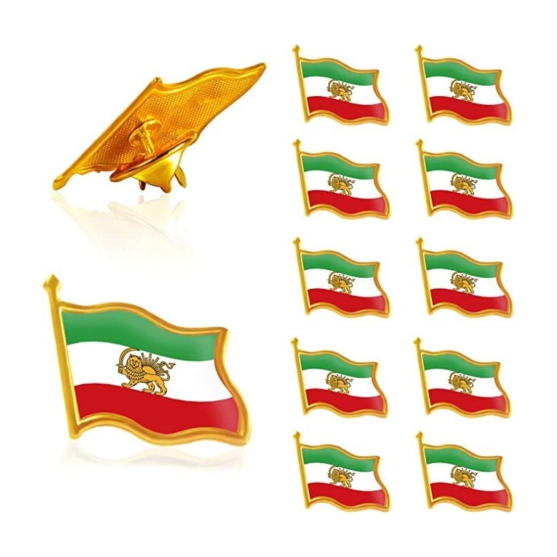 12Pcs Iran Persia Flag Lapel pins Bulk Metal Persian Iranian