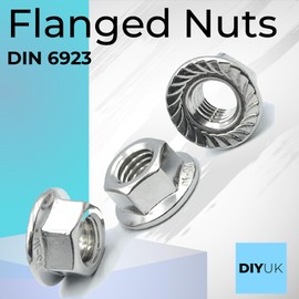 SS8® 2 x Flange Nuts Stainless Steel M10 (10mm) Hex Nut Serrated Flanged DIN 6923