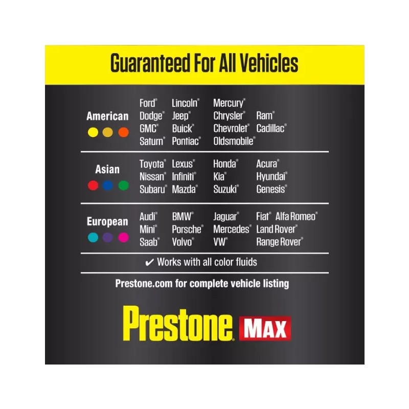 Prestone Max Engine Coolant Antifreeze For Alll Vehicles Yellow Pre-Mixed