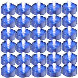 JYtrend Bright LED Floral Tea Light Vase Submersible Lights for Party Wedding (Blue, 30 Pack)