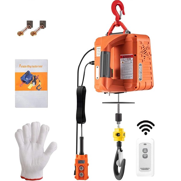 VEVOR 3-in-1 Hoist, 1100lbs Portable Electric, 1500W 110V Power Winch