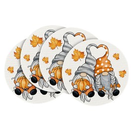 Artoid Mode GNOME Pumpkins Maple Leaves Autumn Set of 4 Placemats, 37 cm Kitchen Table Decoration Indoor Holiday Party Decor