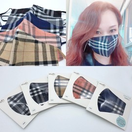 Mido Check Wool Winter Mask Pink (Adult) 5ea