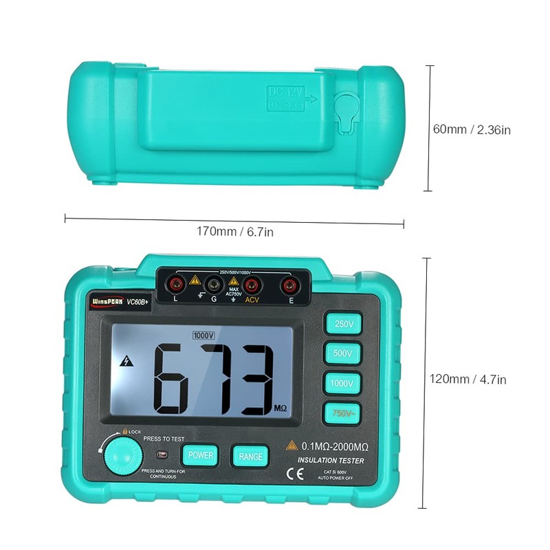 VC60B+ LCD Digital Insulation Resistance Tester Megohm Meter Megohmmeter DC250V/500V/1000V