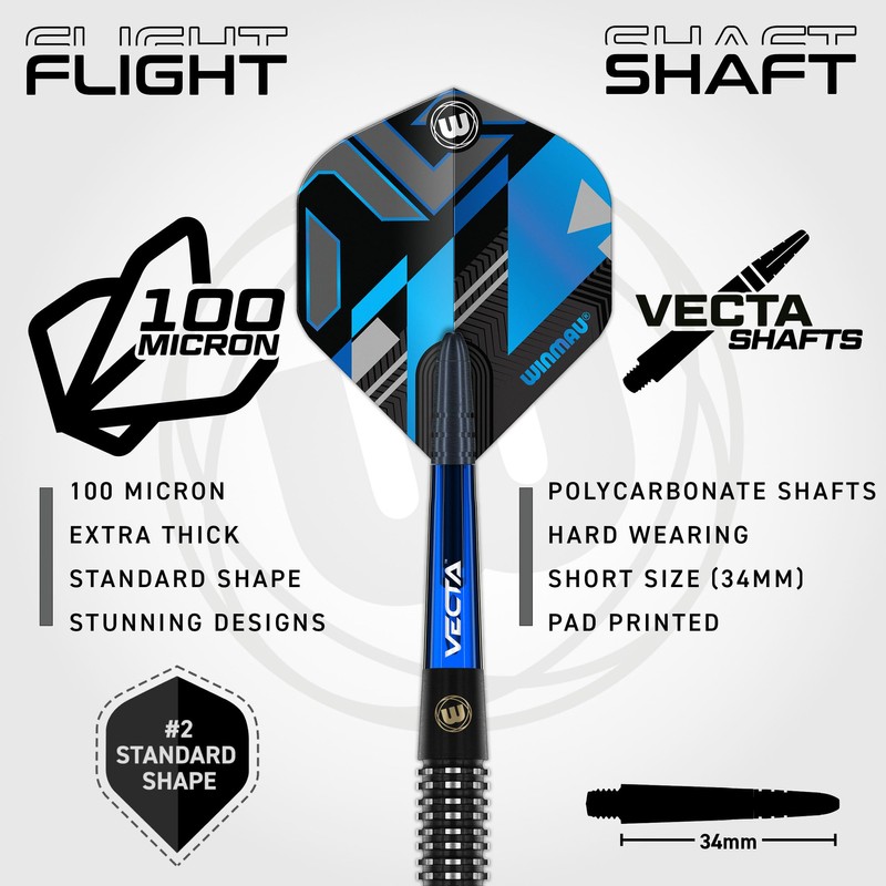 WINMAU Darts Galactics 26g 90% Professional Tungsten Steel Tip Darts