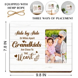 JANLAN Grandparent Picture Frame,Grandparents Gifts from Grandkids,Grandparents Gifts for Christmas Birthday,Side by Side or Miles Apart Grandkids Are Close to the Heart Photo Frame