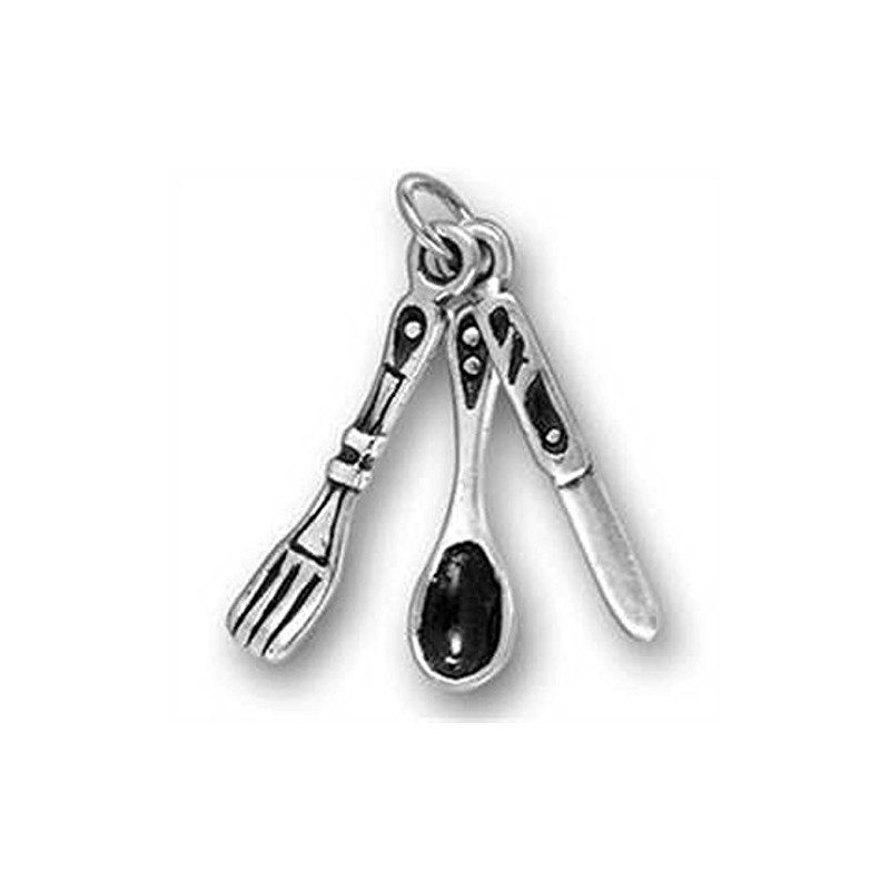 Sterling Silver 7" 4.5mm Charm Bracelet With Attached 3D Silverware