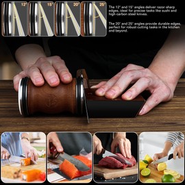 Rolling Knife Sharpener Tool Kit, Multi-Angle Magnetic Roller Sharpeners for Kitchen Knives, Diamond&Ceramic Knife Sharpening System Set, Offers 12&15&20&25 Degree Sharpening