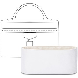 FANJI Project Tote Bag Organizer Insert for LV VANITY CHAIN POUCH handbag, Custom Fit Inside Premium Black Lightweight WaterResistant Purse Insert with Cup Holder Accessories