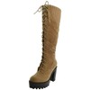 Generation Y Women's Knee High Boots Knitted Cuffs Lace Up