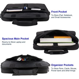 Taygeer Laptop Bag 15.6 Inch, Business Briefcase Gifts for Men Women, Water Resistant Messenger Shoulder Bag with Strap, Premium Office Bag, Carry On Laptop Case for Notebook/Computer/Laptop, Black