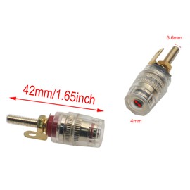 SYCZIOHU 2 Pair 4 mm Banana Plug Socket Amplifier Speaker Terminal Connector Crystal Gold Plate Binding Post for Amplifier Speaker (2 Red and 2 Black)