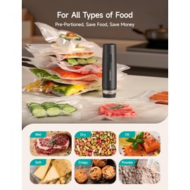 HiCOZY Vacuum Sealer for Food with Visible Water Tank, Compact Portable Handheld Vacuum Sealer Machine with 30 BPA-Free and Reusable Bags, One Press to Seal Fresh, Phantom Gray