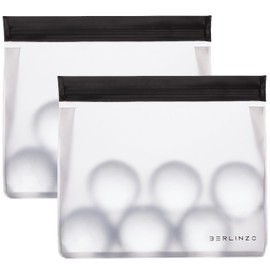 BERLINZO Reusable Ice Storage Bag - Freezer Safe Leak Proof Silicone and Plastic-Free Lunch Bag for Ice and Food Storage - BPA-Free - 2 Pack